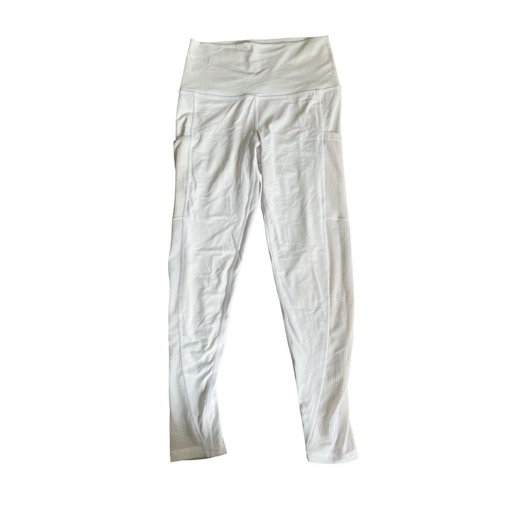 Aerie Chill Play Move Leggings - Women’s Size S White w/ Mesh